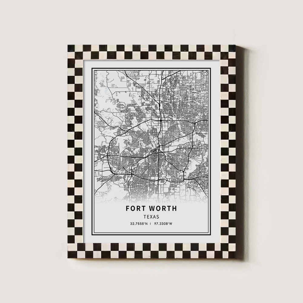 Minimalist Fort Worth City Map Line Art Print