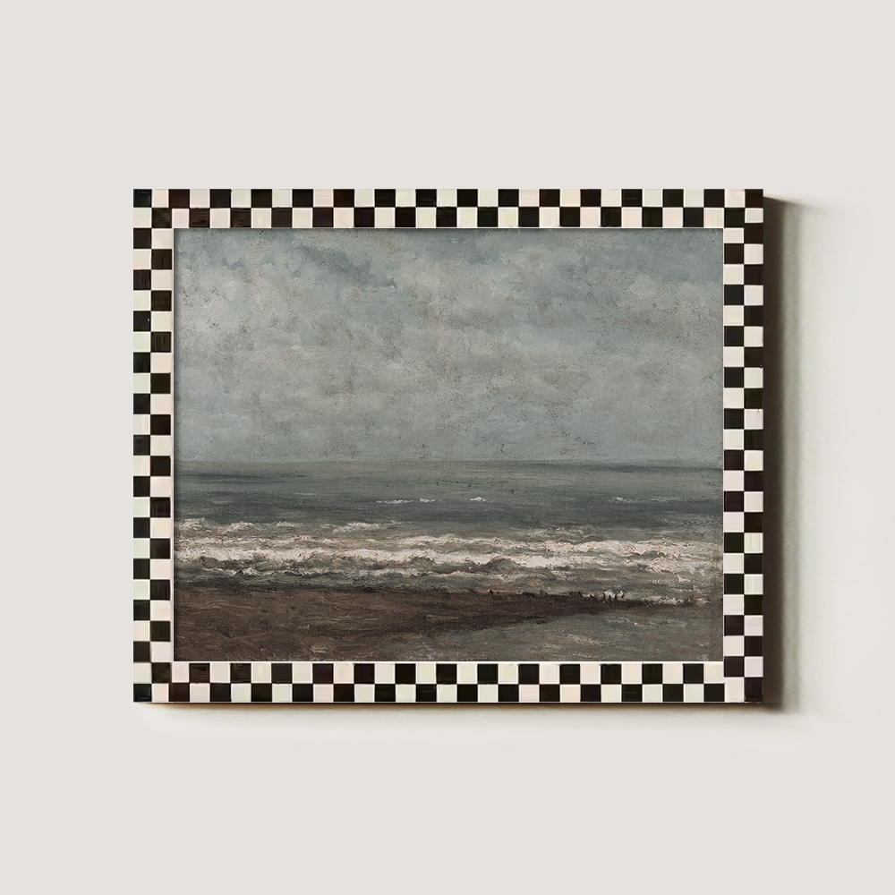 Moody Seascape with Crashing Waves Under Cloudy Skies