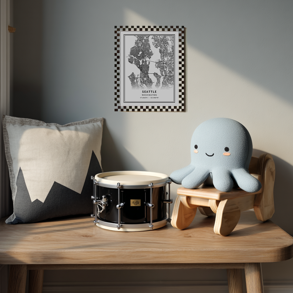 Minimalist Seattle City Map Line Art Print