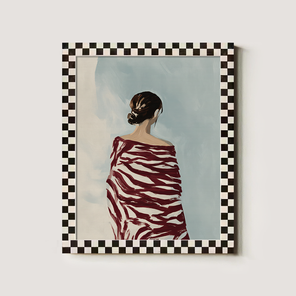 Figure in Red Zebra-Stripe Shawl, Back View