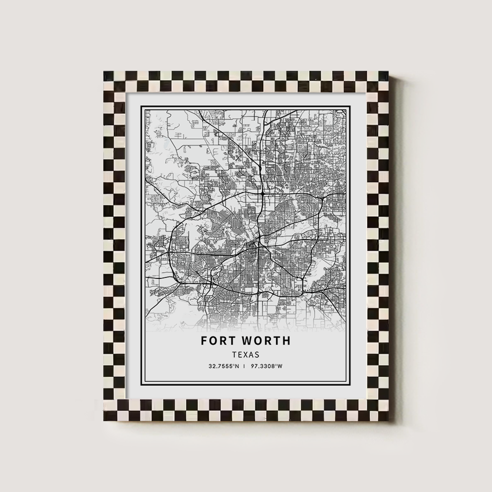 Minimalist Fort Worth City Map Line Art Print