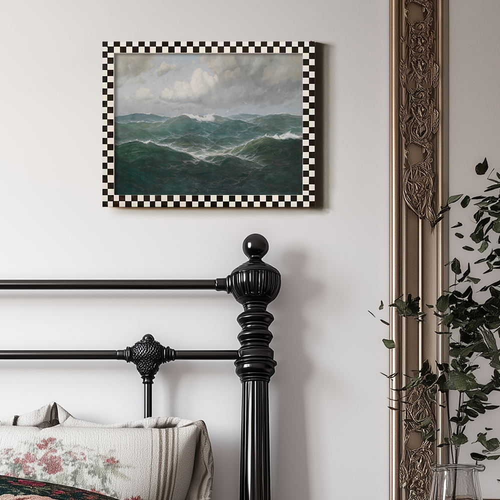 Tempestuous Seascape with Crashing Waves and Distant Birds