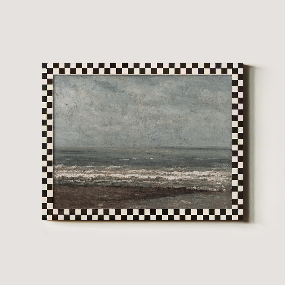 Moody Seascape with Crashing Waves Under Cloudy Skies