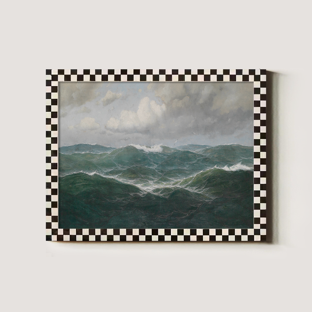 Tempestuous Seascape with Crashing Waves and Distant Birds