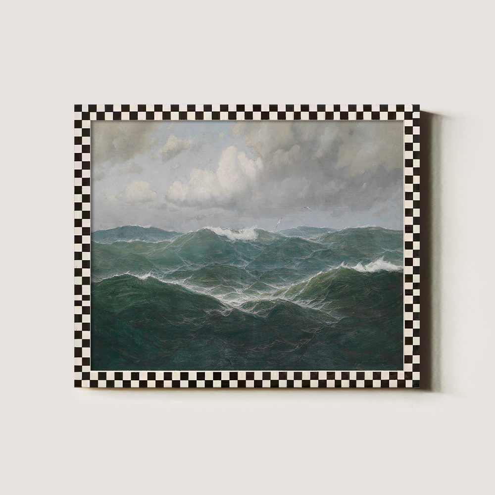 Tempestuous Seascape with Crashing Waves and Distant Birds