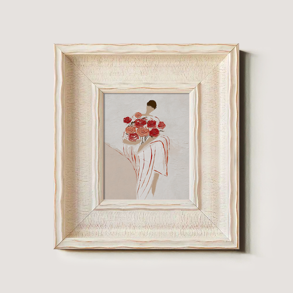 Standing Figure Holding Large Red Roses