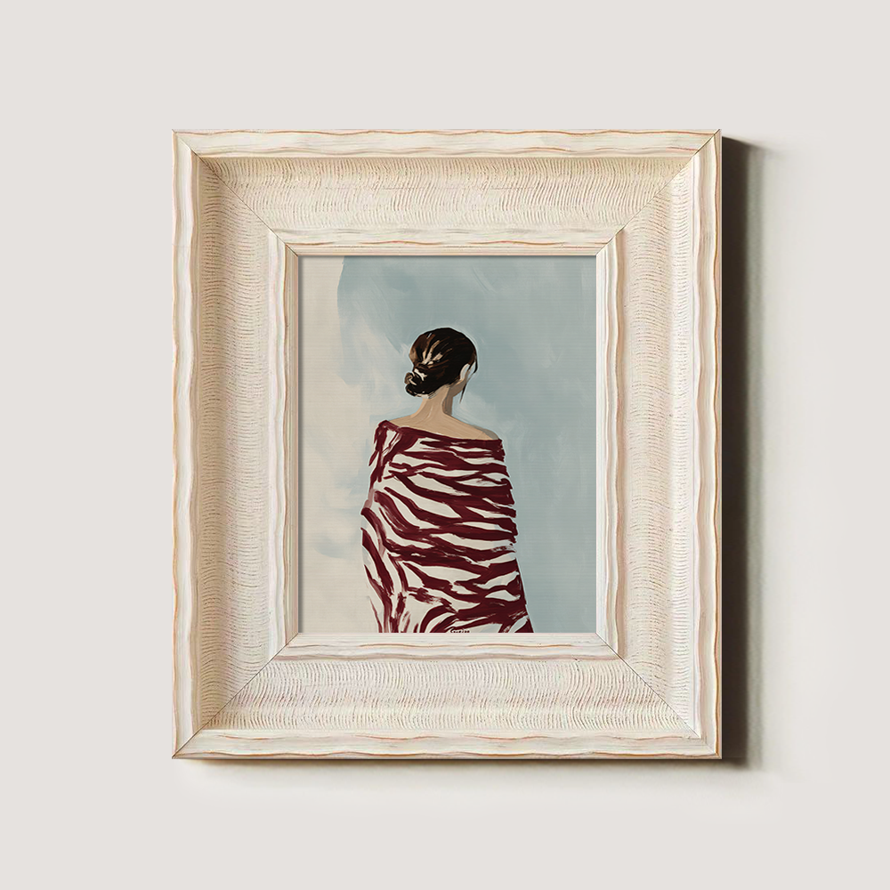 Figure in Red Zebra-Stripe Shawl, Back View