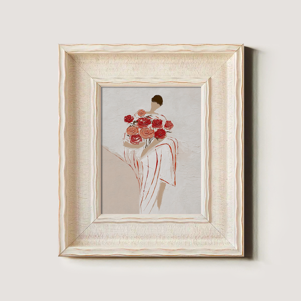 Standing Figure Holding Large Red Roses