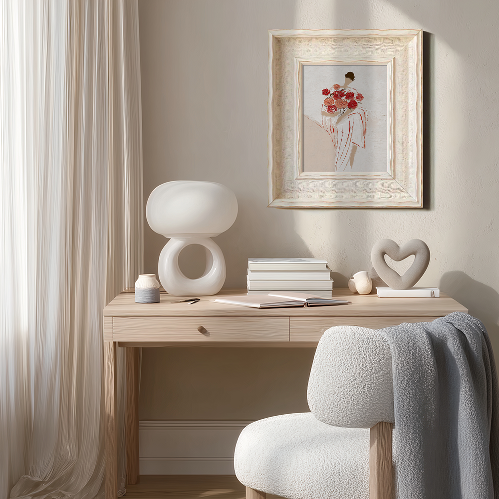 Standing Figure Holding Large Red Roses