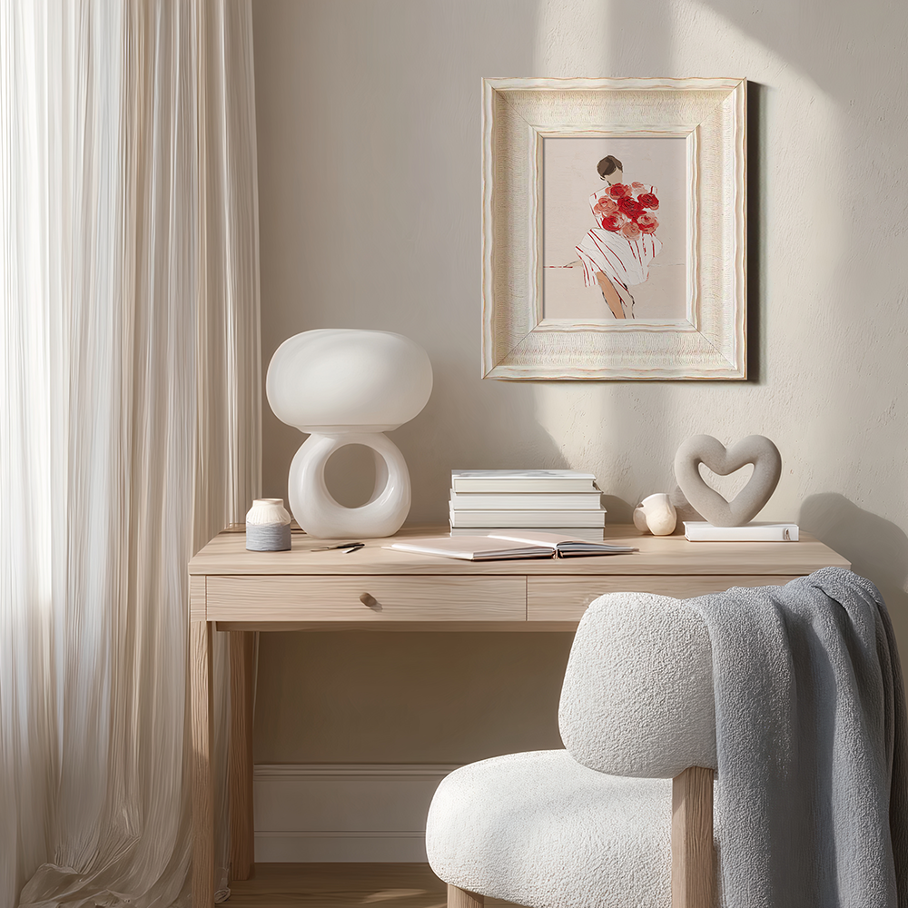 Figure with Red Roses and Striped Dress