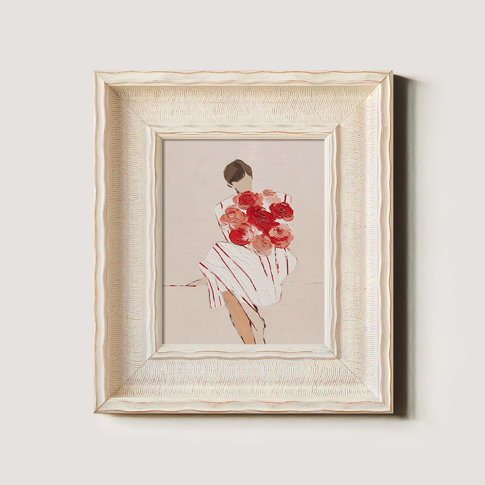 Figure with Red Roses and Striped Dress