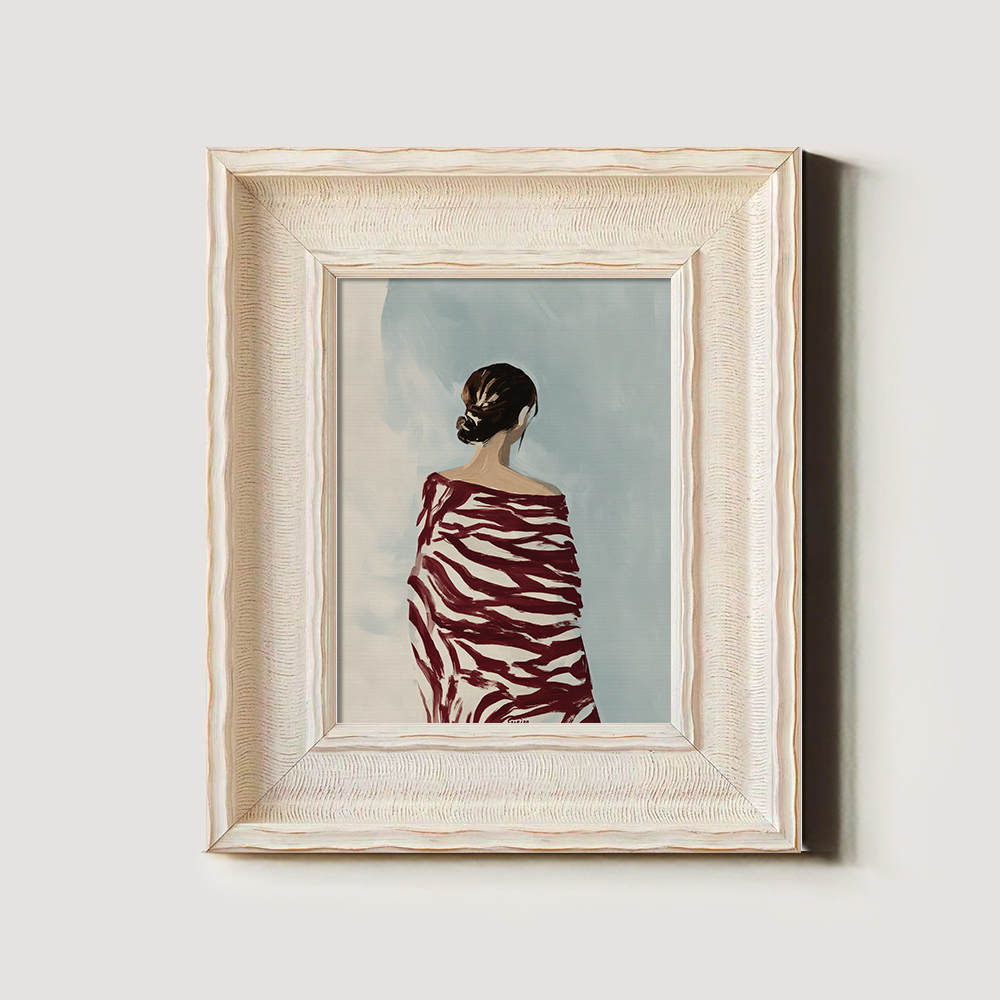 Figure in Red Zebra-Stripe Shawl, Back View