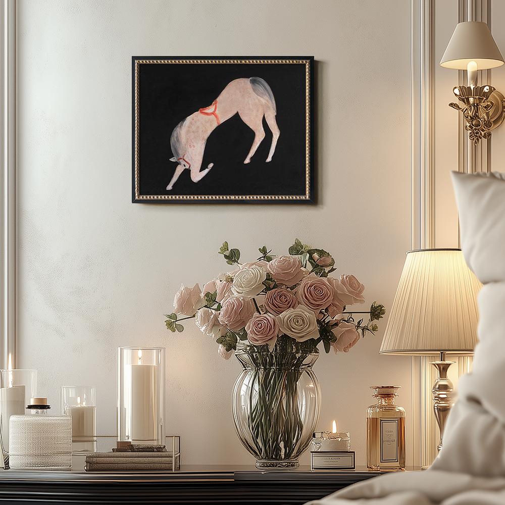 Rearing Foal Scarlet Adorn Watercolor Prance