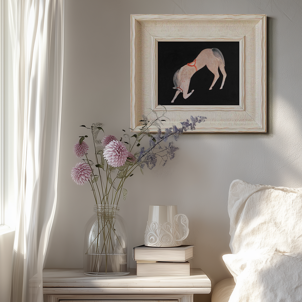 Rearing Foal Scarlet Adorn Watercolor Prance
