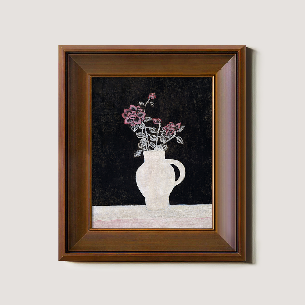 Midnight Rose Jug Watercolor Nocturne