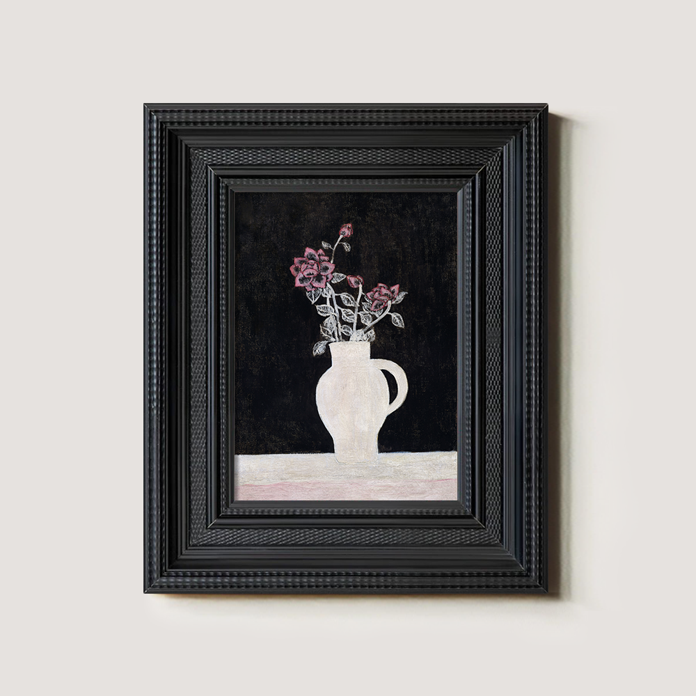 Midnight Rose Jug Watercolor Nocturne