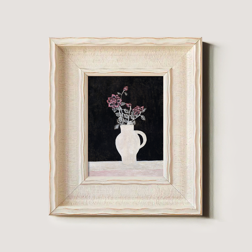 Midnight Rose Jug Watercolor Nocturne