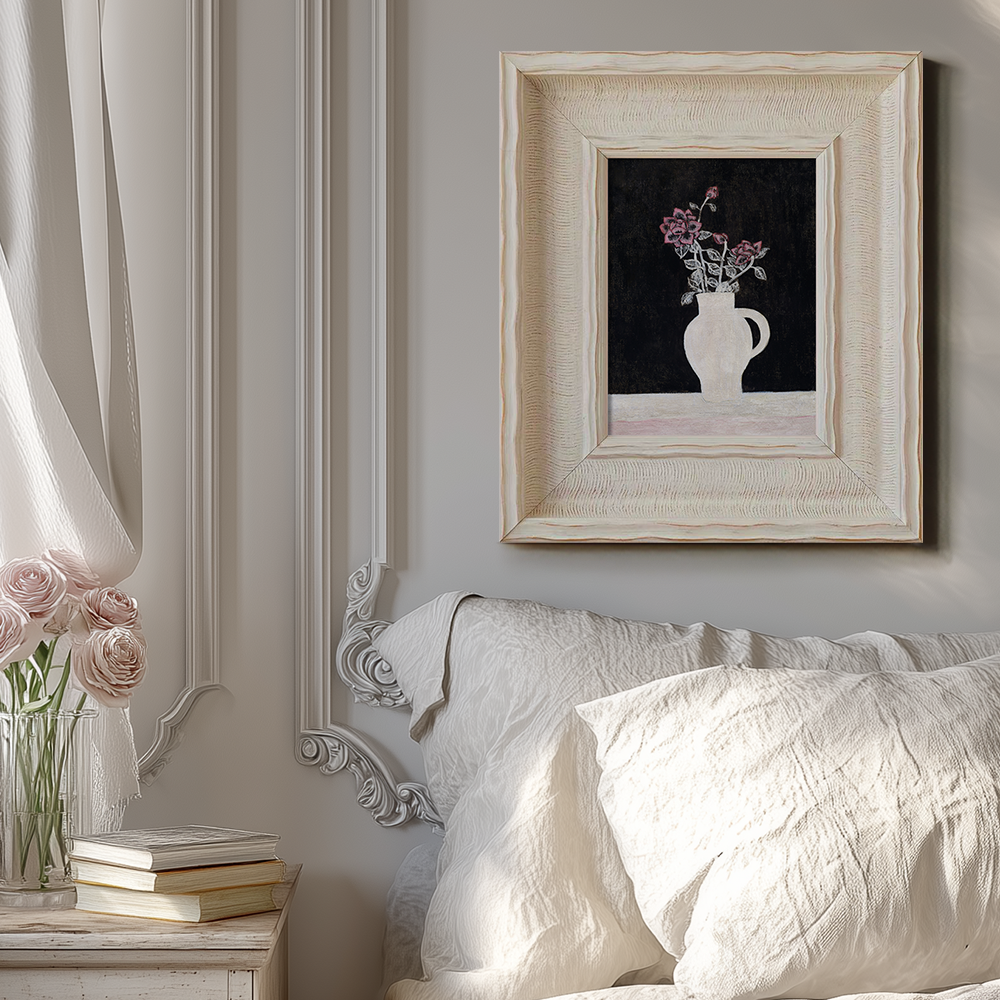 Midnight Rose Jug Watercolor Nocturne