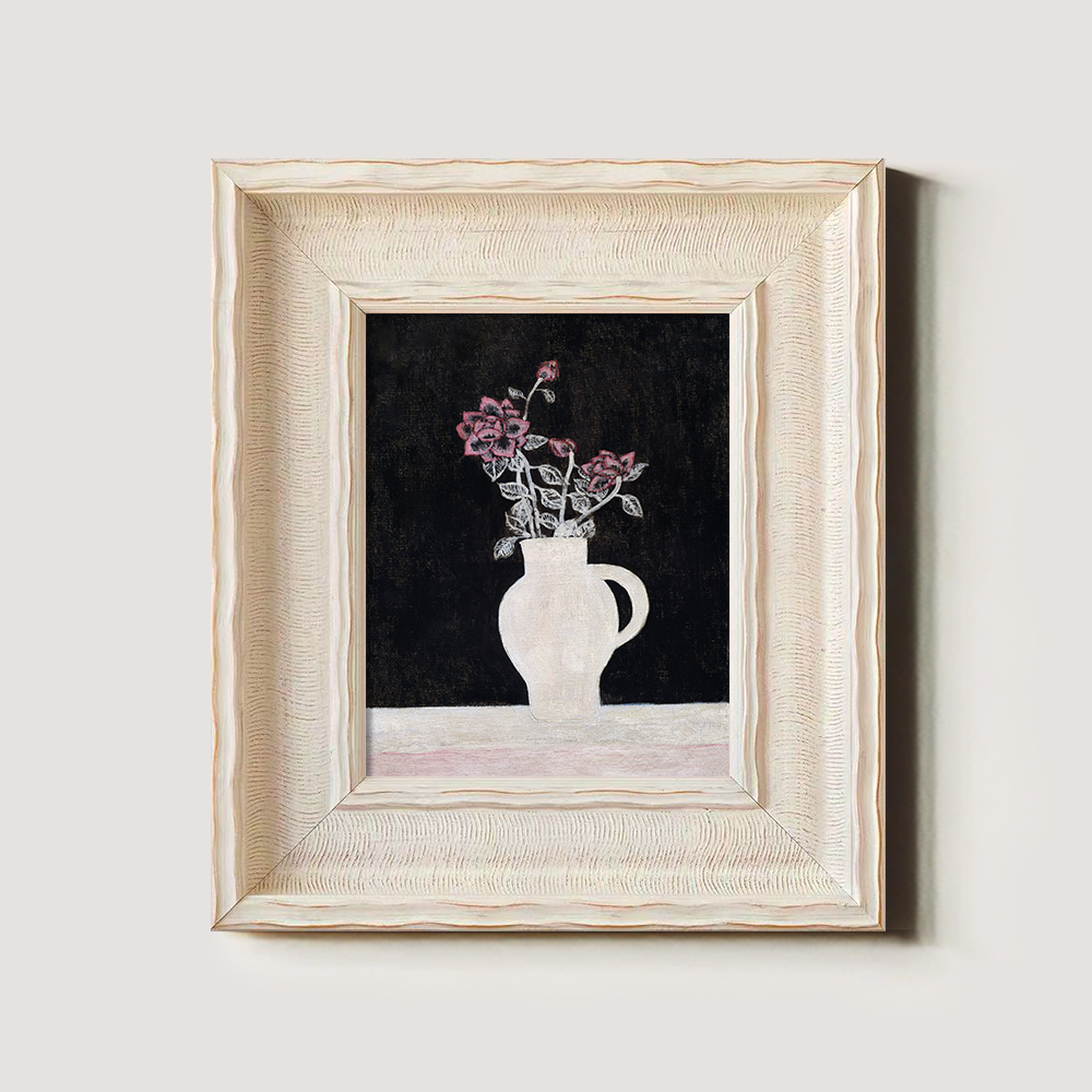 Midnight Rose Jug Watercolor Nocturne