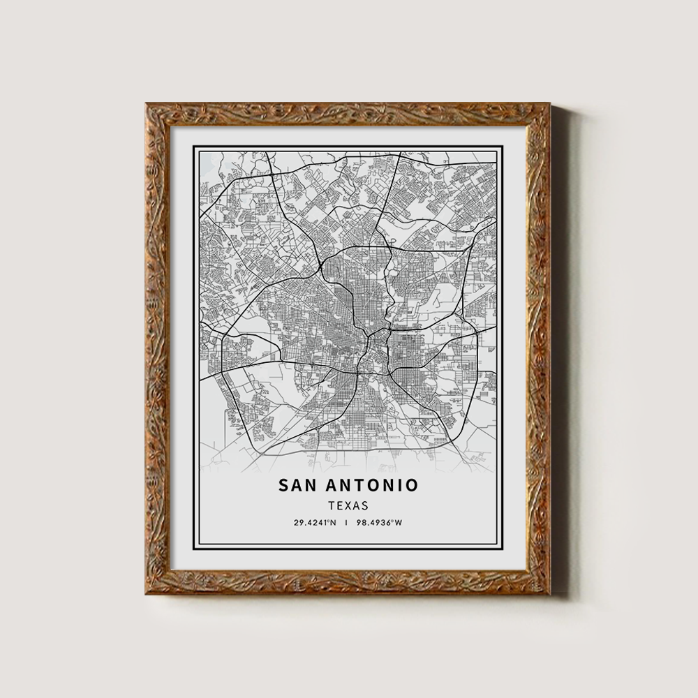 Minimalist San Antonio City Map Line Art Print