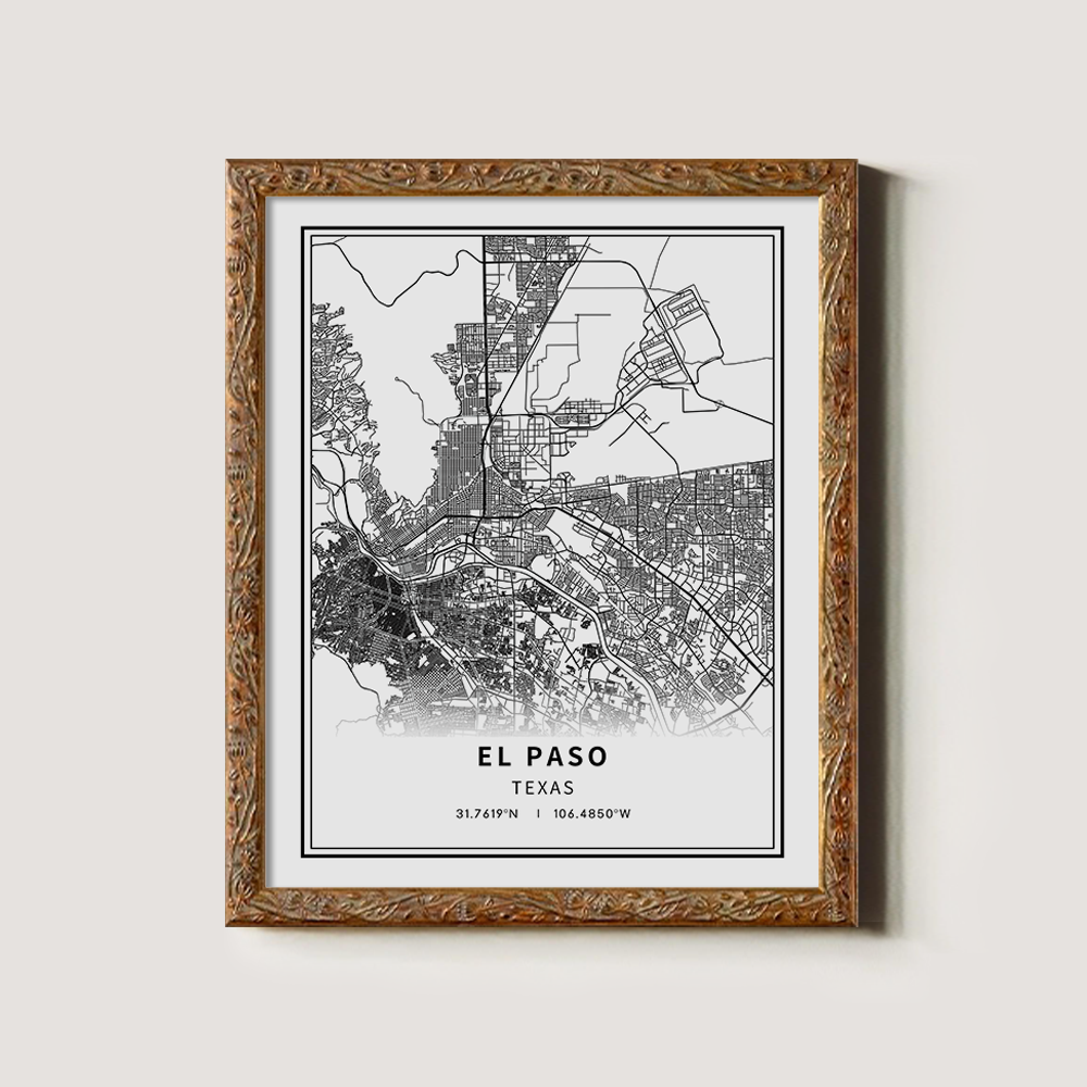 Minimalist El Paso City Map Line Art Print