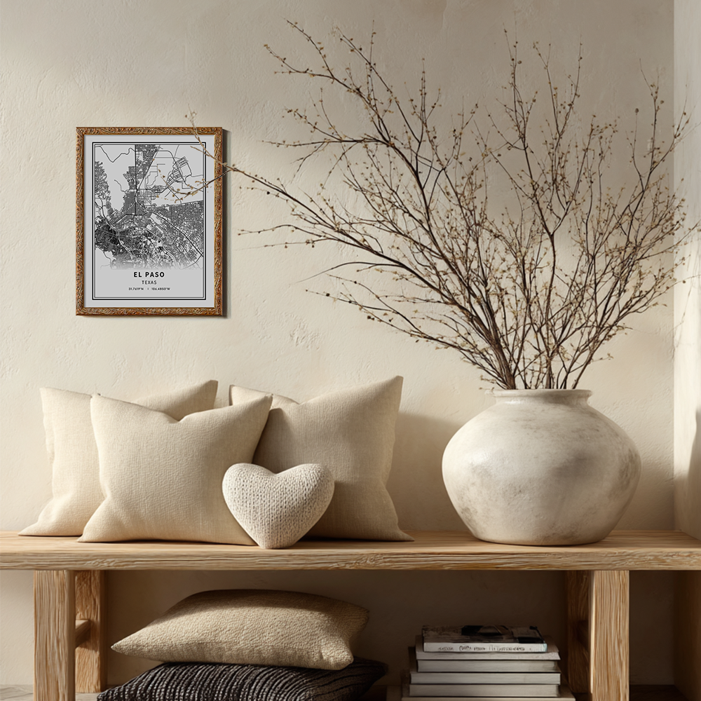 Minimalist El Paso City Map Line Art Print
