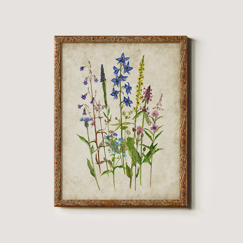 Ethereal Blue Spire Bouquet Watercolor Study