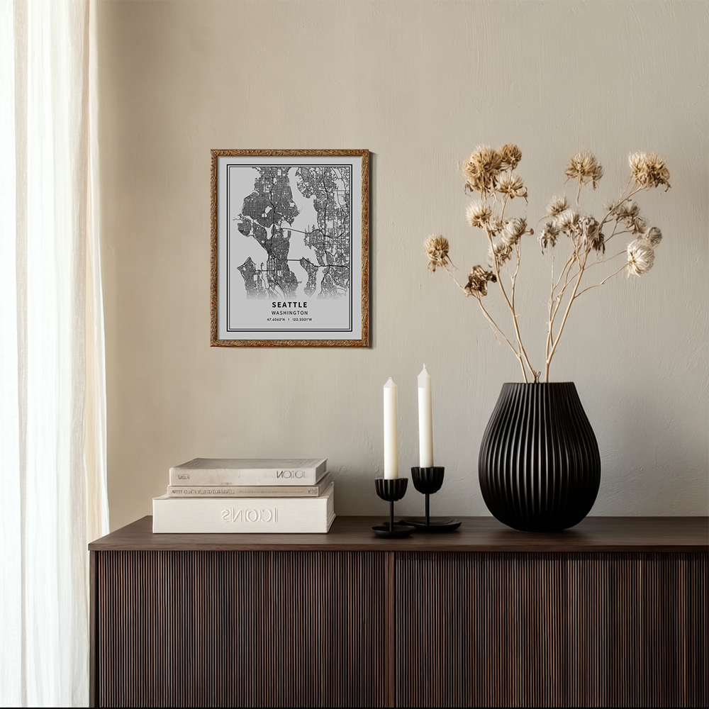 Minimalist Seattle City Map Line Art Print