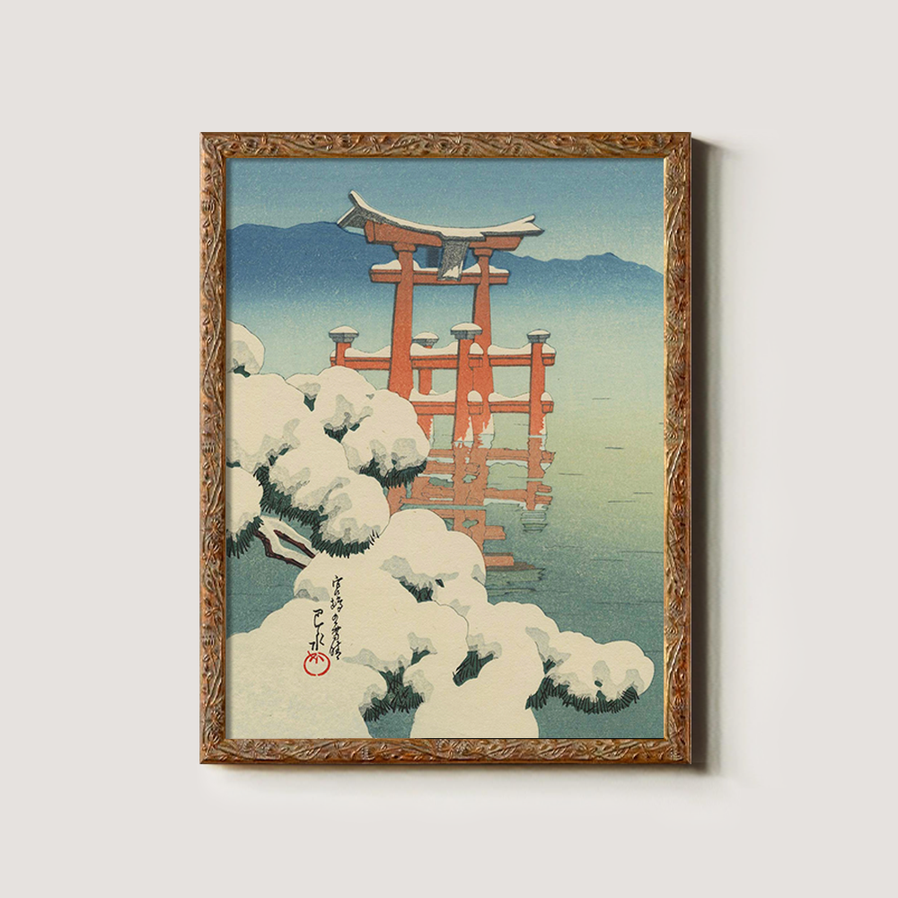 Snow-Covered Torii Gate at Miyajima