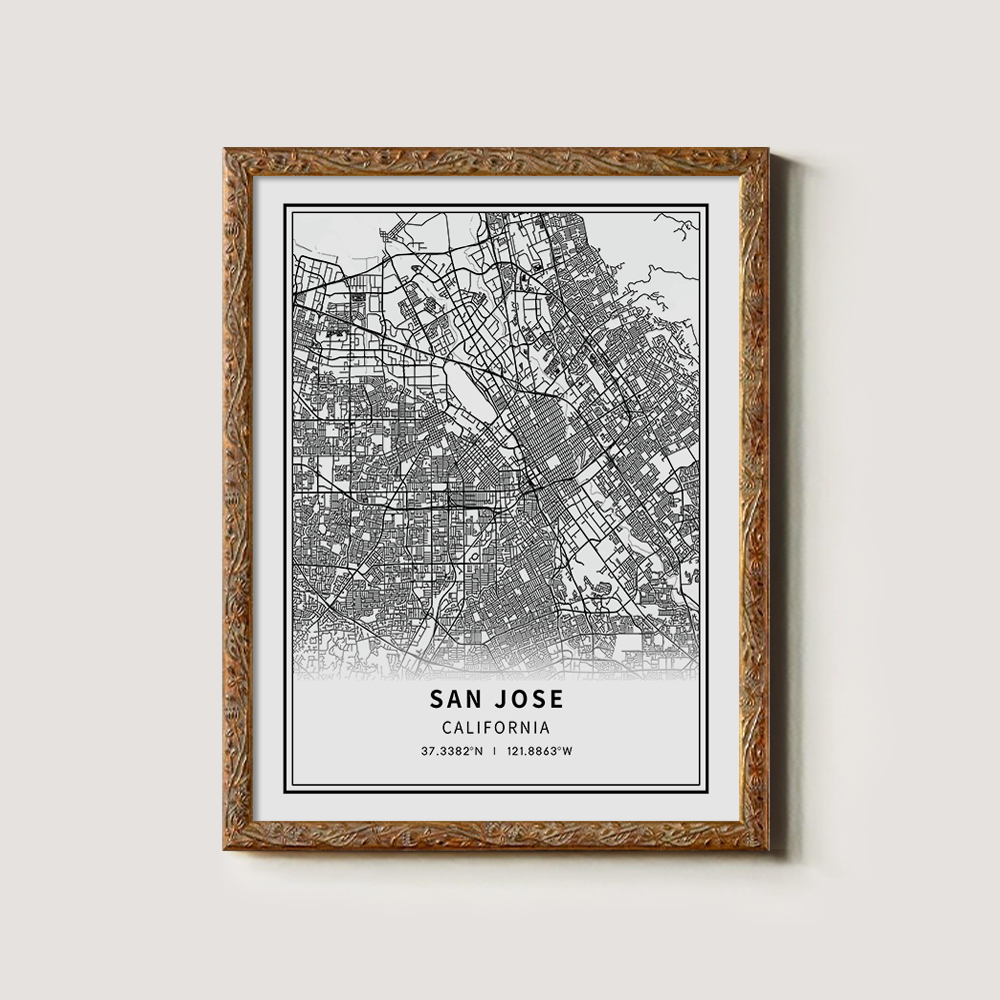Minimalist San Jose City Map Line Art Print