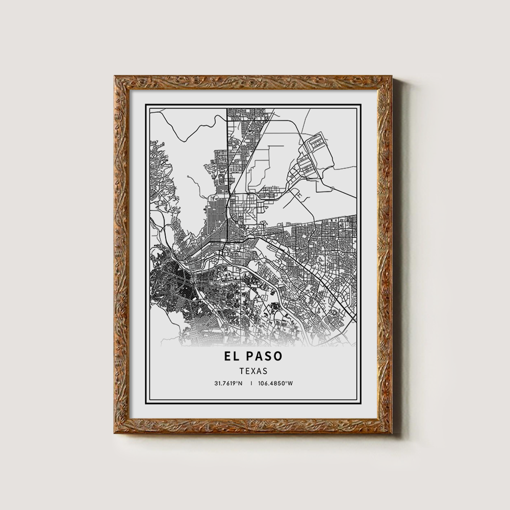 Minimalist El Paso City Map Line Art Print