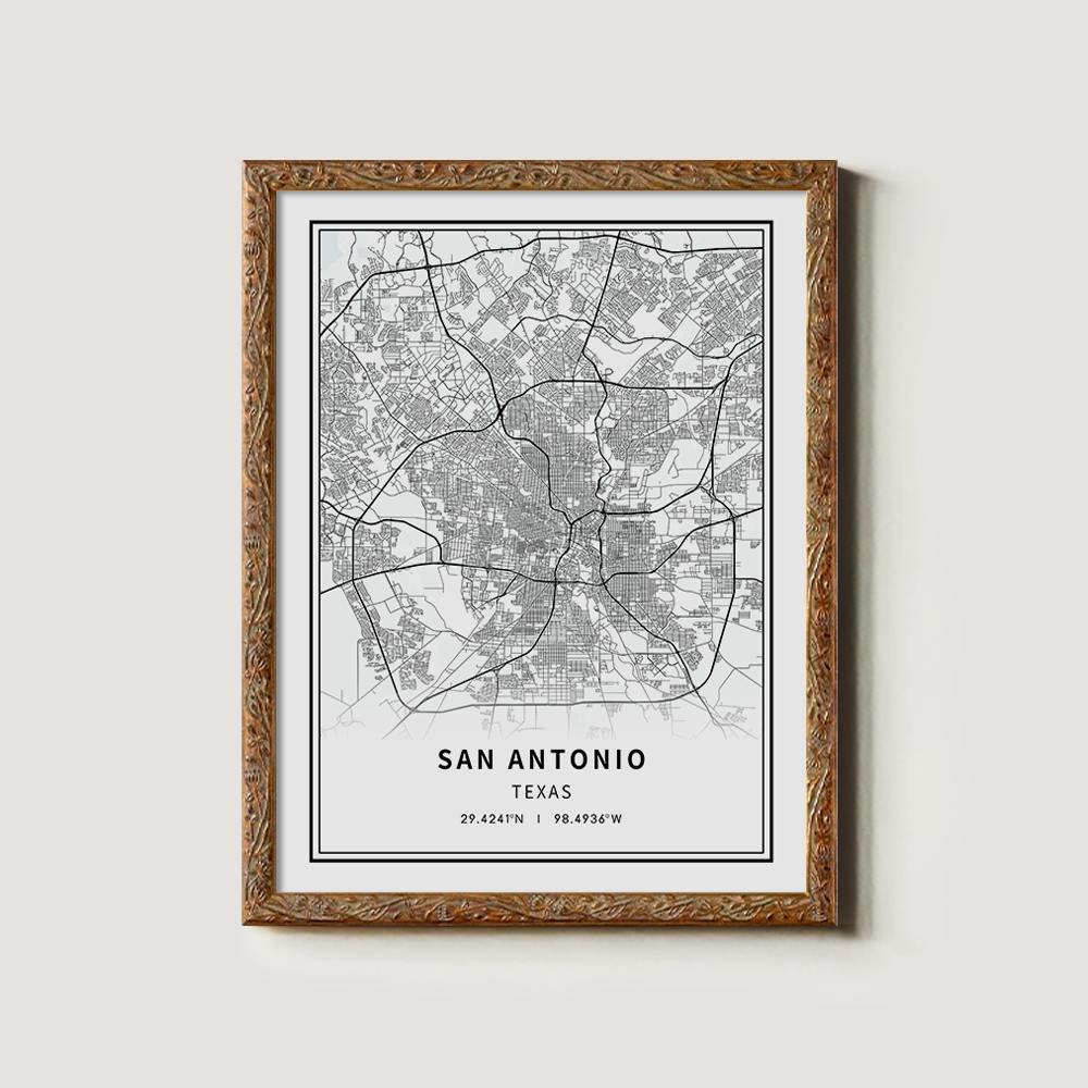 Minimalist San Antonio City Map Line Art Print