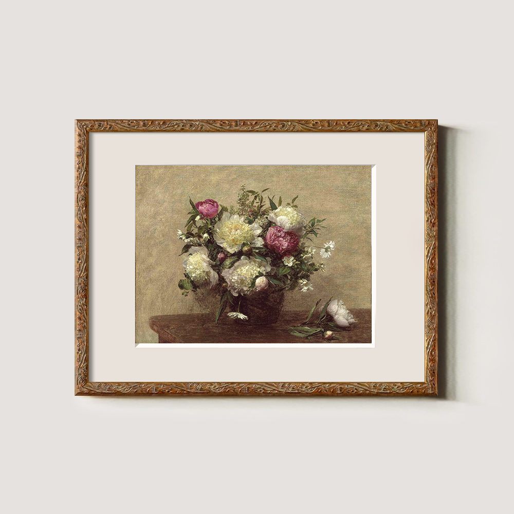 Ethereal Peony Bouquet Watercolor Still Life