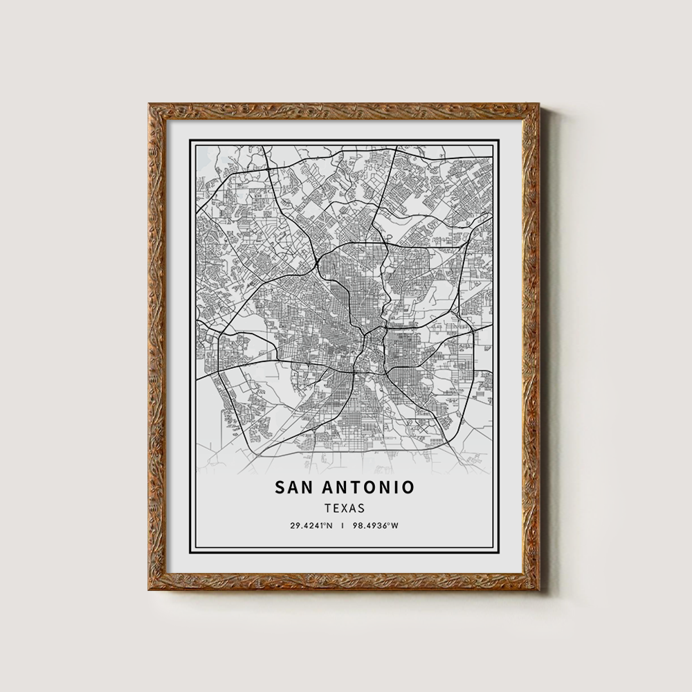 Minimalist San Antonio City Map Line Art Print