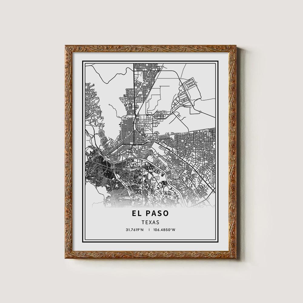 Minimalist El Paso City Map Line Art Print