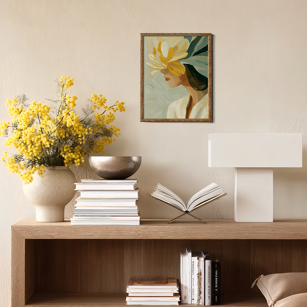 Hidden Face Portrait with Expressive Yellow Blossom