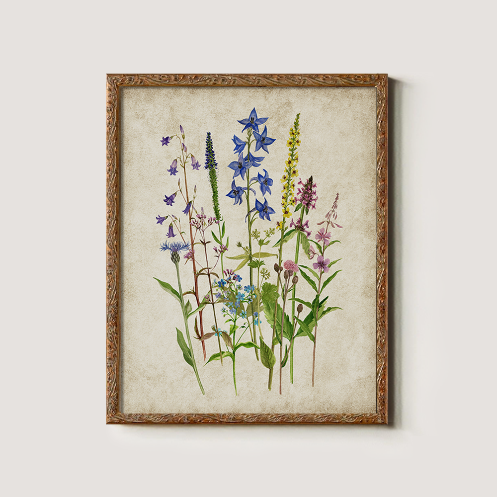 Ethereal Blue Spire Bouquet Watercolor Study