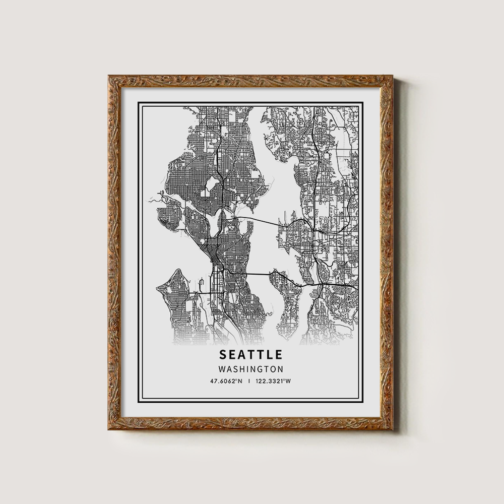 Minimalist Seattle City Map Line Art Print