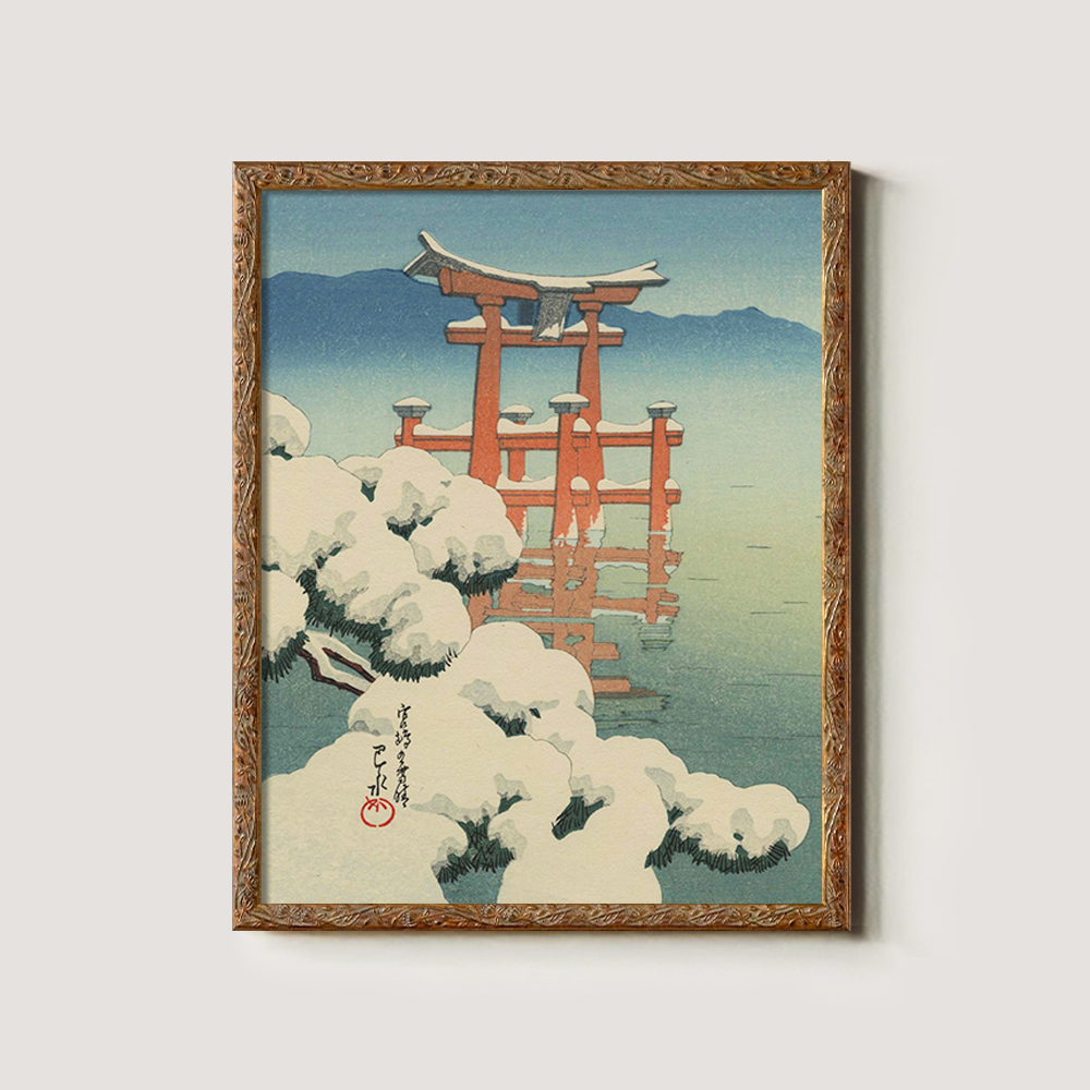 Snow-Covered Torii Gate at Miyajima