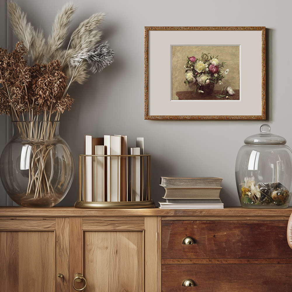 Ethereal Peony Bouquet Watercolor Still Life