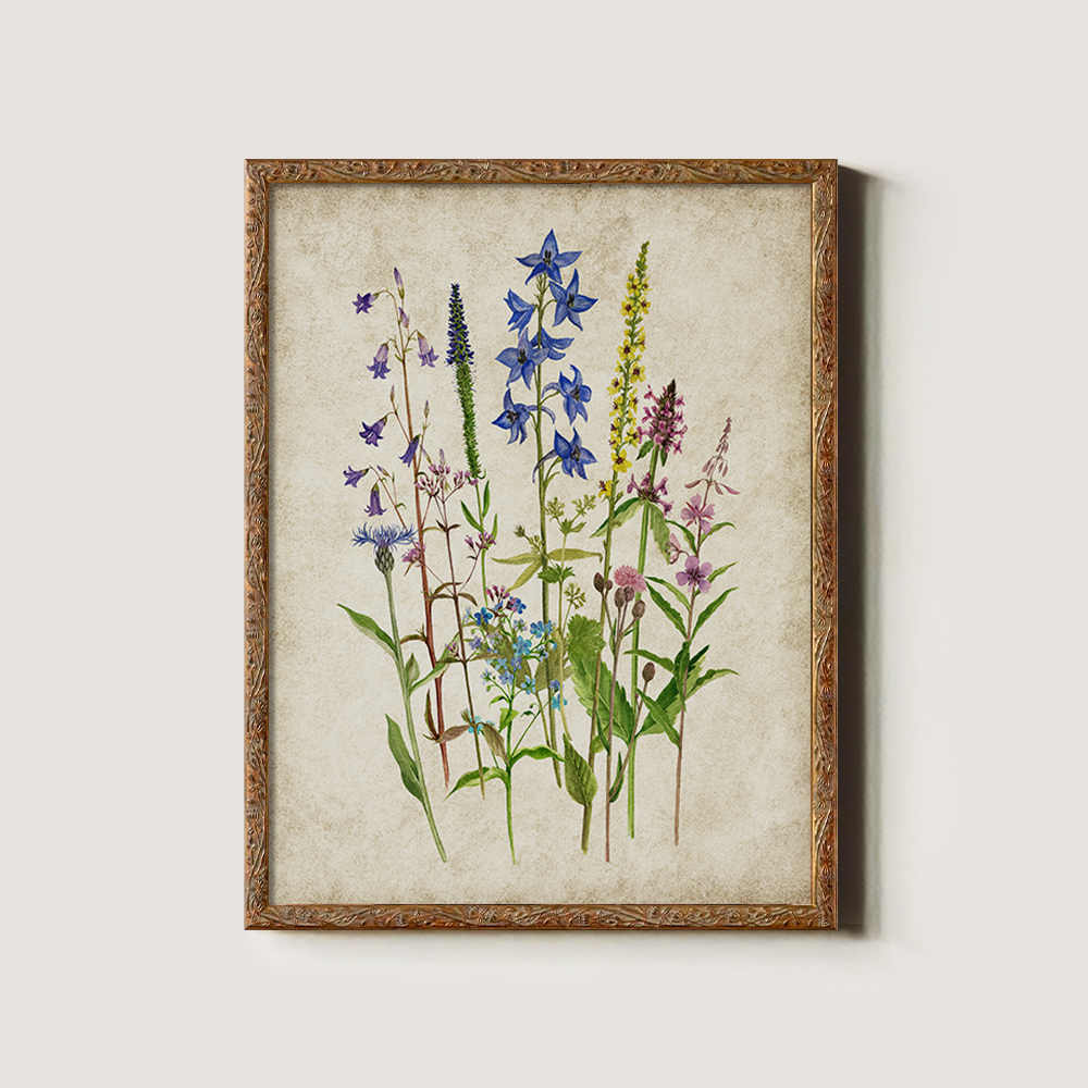 Ethereal Blue Spire Bouquet Watercolor Study