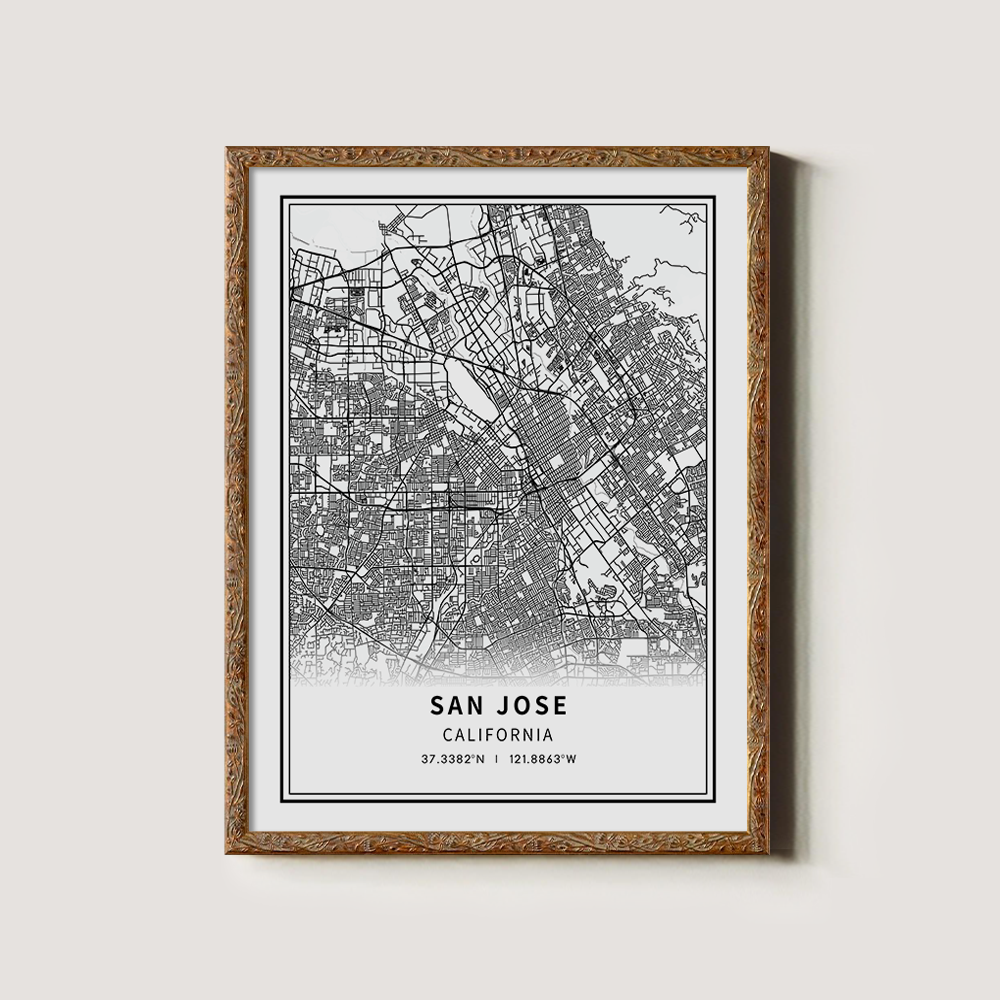 Minimalist San Jose City Map Line Art Print