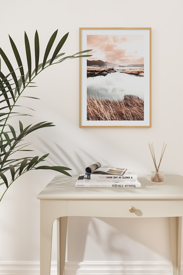 Lakeside Dry Grass Poster