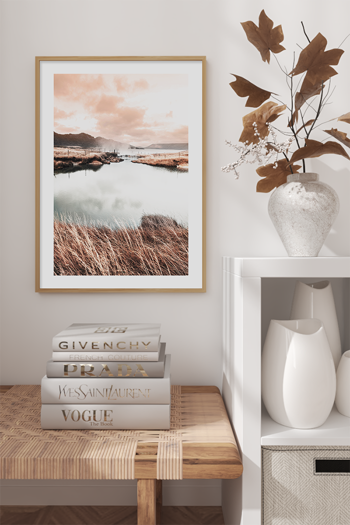 Lakeside Dry Grass Poster