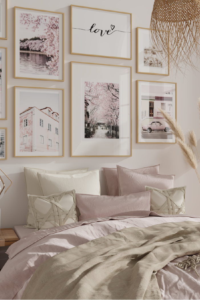 Pink Car in front of House Poster