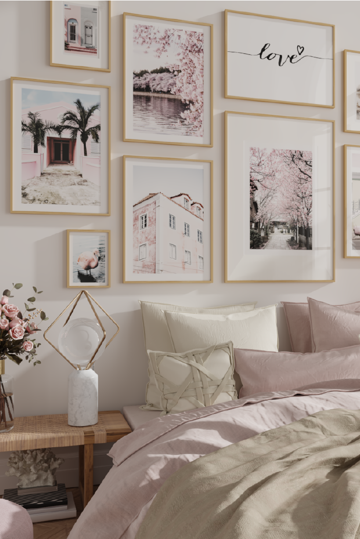 Pink House Behind Tree Poster