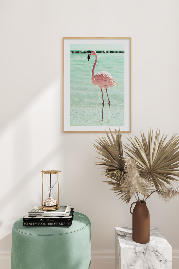 Seaside Flamingo Poster