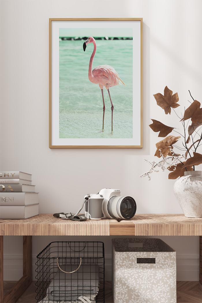 Seaside Flamingo Poster