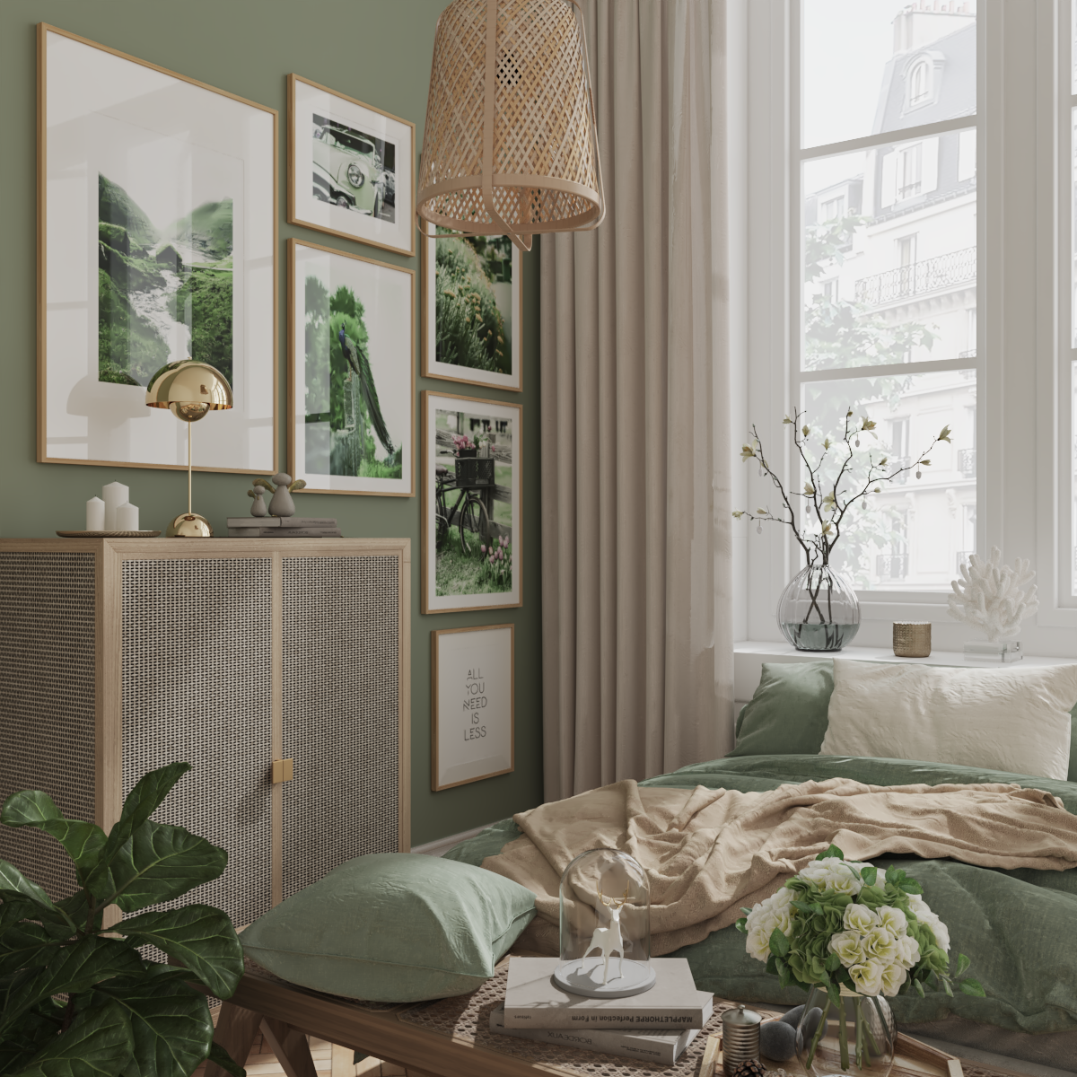 Modern Teen Girl Guest Bedroom Green Picture Wall Poster Decor Natural Scenery Print
