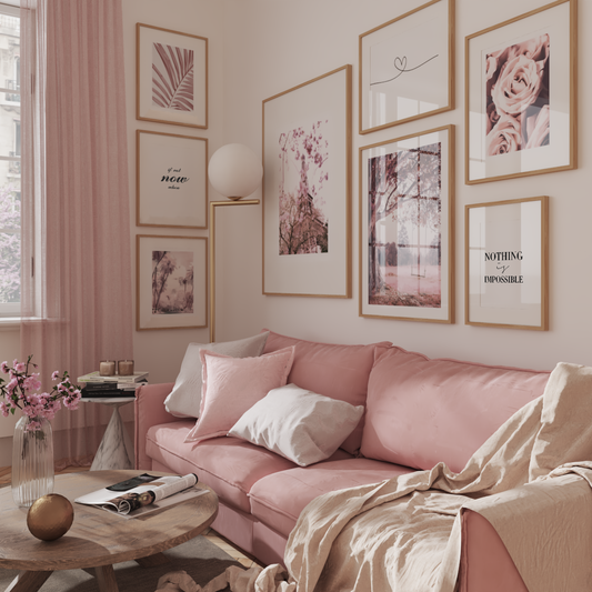 Pink Aesthetic Living Room TV Wall Decor Ideas Flower Images Modern Home Ideas Quote Poster